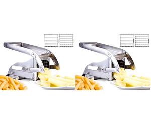 ICO Coupe Frites Manuel avec Deux lames Tranchantes En Acier Inoxydable, Coupe Frite Equipé d'une Base D'aspiration Sécurisée, Decoupe Frite Inox (Lot de 2)