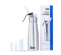 ICO Siphon Chantilly Aluminium 500ml pour Chantilly Maison- Cartouche Siphon Chantilly Compatible - Siphon Cuisine Professionnel pour Mousses et Desserts