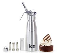 ICO Siphon Chantilly Professionnel Inox 500ml - Cartouche Siphon Chantilly Compatible - Siphon Cuisine pour Desserts, Mousses et Boissons