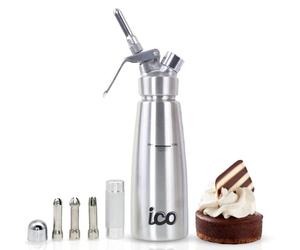 ICO Siphon Chantilly Professionnel Inox 500ml - Cartouche Siphon Chantilly Compatible - Siphon Cuisine pour Desserts, Mousses et Boissons