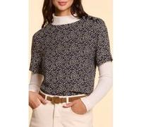 ICode Black Top With Micro Floral-leopard Print Taille: M | Chemisiers Outlet | Femme | Noir