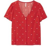 ICode Winter Crimson Heart-kiss Print Top Taille: S | Chemisiers Outlet | Femme | Rouge