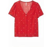 ICode Winter Crimson Heart-kiss Print Top Taille: XS | Chemisiers Outlet | Femme | Rouge