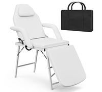 Icoget Lit de beauté portable - Oeil pliable pour salon et tatouage avec dossier réglable, sac de rangement et accessoires - Idéal pour les soins du visage, le spa, l'extension de cils - Blanc