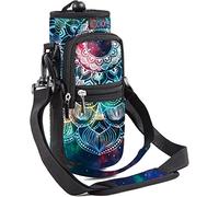 icolor Sac de transport pour bouteille d'eau, avec bandoulière réglable, porte-bouteille avec poches pour téléphone, pour hommes et femmes, Mandala, 32oz(About1000ml), Classique