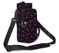 icolor Sac pour bouteille d'eau, sac de transport pour bouteille d'eau, avec bandoulière réglable, porte-bouteille avec poches pour téléphone, porte-bouteille pour hommes et femmes, noir et violet