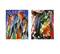 Icolorful 2 pièces Franz Marc Foto Canvas Impression Sur Toile Tableau Decoration Murale Decoration Chambre Decoration Salon Decoration (65x78cm (25x30 pouces), sans cadre)