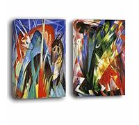Icolorful 2 pièces Franz Marc Foto Canvas Impression Sur Toile Tableau Decoration Murale Decoration Chambre Decoration Salon Decoration (90x108cm (35x42 pouces), encadré)