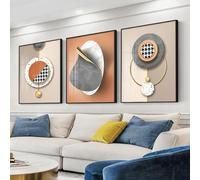 ICOMPY Lot de 3 posters sur toile abstraits géométriques avec blocs de couleurs - Peinture décorative de luxe - Décoration murale nordique pour salon - Quadro 50 x 75 cm - Sans cadre