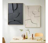 ICOMPY Peinture d'art de géométrie 3D de texture abstraite noir et blanc sur des impressions sur toile décoration murale moderne affiche photos 20x30 pouces (50x75 cm) x2 sans cadre