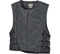 ICON Adulte Moto D3O Regulator, double sport, noir, cuir, fermeture éclair avant, homme, protections protège-chien, L/XL