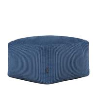 Icon Amara Tabouret Velours Côtelé, Pouf Repose Pieds avec Remplissage, Tabouret Pouf, Meuble Salon, Decoration Chambre, Bleu Jeans