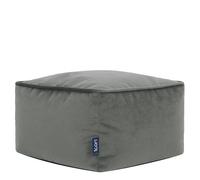 Icon Amara Tabouret Velours, Pouf Repose Pieds avec Remplissage, Gris