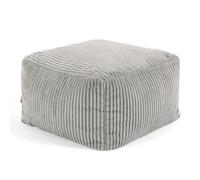 Icon Amara Velours Côtelé Tabouret, Petit Pouf avec Remplissage, Gris
