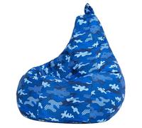 Icon Dalton Camouflage Pouf Gaming, Pouf Poire avec Remplissage, Fauteuil Enfant, Chaise Chambre, Meubles Chambre, Jardin, Exterieur, Fauteuil Exterieur, Bleu