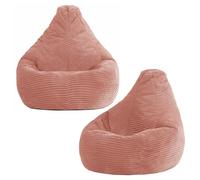 Icon Dalton Enfant Pouf Velours Côtelé avec Remplissage, Lot de 2, Rose