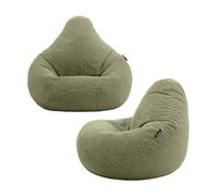 Icon Dalton Lot de 2 poufs Poire en Cordon pour Enfants avec Rembourrage Inclus pour Filles et garçons, Chaise pour Enfants, décoration de Salle de Jeux, Accessoires de Chambre à Coucher - Vert Sauge