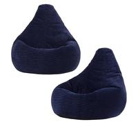 icon Dalton Lot de 2 poufs poire pour enfants, bleu marine, en cordon avec rembourrage inclus pour filles et garçons, chaise pour enfants, décoration de salle de jeux, accessoires de chambre à coucher