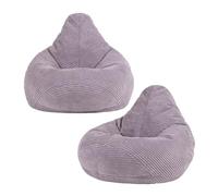 icon Dalton Lot de 2 poufs poires pour enfants, lavande, en cordon avec rembourrage inclus, pour filles et garçons, chaise pour enfants, décoration de salle de jeux, accessoires de chambre à coucher