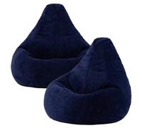 Icon Dalton Pouf en Cord, Bleu marine, Pack de 2, Pouf de gaming pour adultes avec remplissage, Sac à dos, Fauteuil en Cord, Fauteuil de salon, Chaise de salon, Chambre, Salon, Meubles de salon