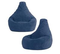 Icon Dalton Pouf Enfant, Velours Côtelé, Lot de 2, Pouf Poire avec Remplissage, Chaise Enfant, Fauteuil Chambre, Meuble Chambre, Meuble Salon, Bleu Jeans
