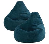 Icon Dalton Pouf Velours Côtelé avec Remplissage, Lot de 2, Teal
