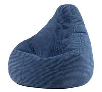 Icon Dalton Pouf Velours Côtelé, Pouf Poire avec Remplissage, Fauteuil Salon Confortable, Fauteuil Chambre, Meuble Salon, Decoration Chambre, Bleu Jeans
