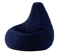Icon Dalton Pouf Velours Côtelé, Pouf Poire avec Remplissage, Fauteuil Salon Confortable, Fauteuil Chambre, Meuble Salon, Decoration Chambre, Bleu Marine