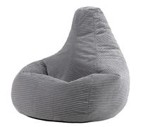 Pouf Fauteuil en Velours Côtelé Dalton - ICON - Gris - 1 Place - Intérieur