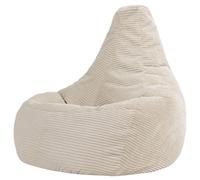 Icon Dalton Pouf XXL Velours Côtelé et Tabouret avec Remplissage, Beige