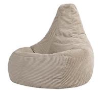Icon Dalton Pouf XXL Velours Côtelé, Pouf Poire avec Remplissage, Fauteuil Salon Confortable, Fauteuil Chambre, Meuble Salon, Decoration Chambre, Beige