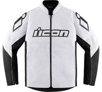 Icon Hooligan CE, veste en textile L Blanc/Noir Blanc/Noir
