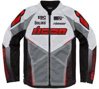 Icon Hooligan U-Bolt, veste en textile S Noir/Gris/Gris Clair/Rouge Noir/Gris/Gris Clair/Rouge