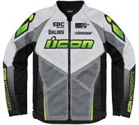 Icon Hooligan U-Bolt, veste en textile S Noir/Gris/Gris Clair/Vert Néon Noir/Gris/Gris Clair/Vert Néon