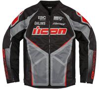Icon Hooligan U-Bolt, veste en textile S Noir/Gris/Rouge Noir/Gris/Rouge