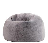 Icon Kingston Pouf Enfant, Lapin Fausse Fourrure, Pouf Poire avec Remplissage, Chaise Enfant, Fauteuil Chambre, Meuble Chambre, Meuble Salon, Gris Clair