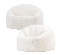 Icon Kingston Pouf Enfant, Lot de 2, Polaire Berbère, Pouf Poire avec Remplissage, Chaise Enfant, Fauteuil Chambre, Meuble Chambre, Meuble Salon, Beige