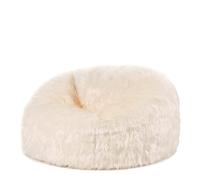 Icon Kingston Pouf, Fausse Fourrure, Pouf Poire avec Remplissage, Fauteuil Salon Confortable, Fauteuil Chambre, Meuble Salon, Decoration Chambre, Crème