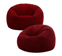 Icon Kingston Pouf Velours Côtelé, Lot de 2, Pouf Poire avec Remplissage, Fauteuil Salon Confortable, Fauteuil Chambre, Meuble Salon, Decoration Chambre, Bourgogne