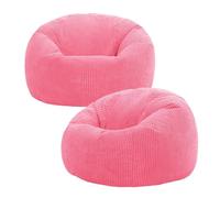 Icon Kingston Pouf Velours Côtelé, Lot de 2, Pouf Poire avec Remplissage, Fauteuil Salon Confortable, Fauteuil Chambre, Meuble Salon, Decoration Chambre, Rose Bubblegum