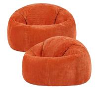 Icon Kingston Pouf Velours Côtelé, Lot de 2, Pouf Poire avec Remplissage, Fauteuil Salon Confortable, Fauteuil Chambre, Meuble Salon, Decoration Chambre, Terre Cuite