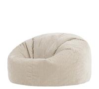 Icon Kingston Pouf XXL Velours Côtelé et Tabouret avec Remplissage, Beige