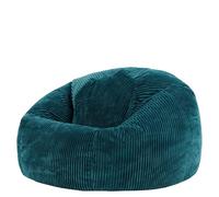 Icon Kingston Pouf XXL Velours Côtelé, Pouf Poire Adulte avec Remplissage, Fauteuil Salon Confortable, Fauteuil Chambre, Meuble Salon, Decoration Chambre, Bleu Canard