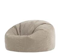 Icon Kingston Pouf XXL Velours Côtelé, Pouf Poire Adulte avec Remplissage, Fauteuil Salon Confortable, Fauteuil Chambre, Meuble Salon, Decoration Chambre, Beige