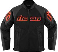 Icon Mesh AF Veste en cuir de moto, noir/rouge, Taille M