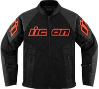 Icon Mesh AF, veste en cuir/textile M Noir/Rouge Néon Noir/Rouge Néon