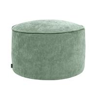 Icon Milano Tabouret Chenille, Pouf Rond, Pouf Repose Pieds avec Remplissage, Meuble Salon, Decoration Chambre, Vert Sauge
