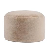 Icon Milano Tabouret, Lapin Fausse Fourrure, Pouf Rond, Pouf Repose Pieds avec Remplissage, Meuble Salon, Decoration Chambre, Beige