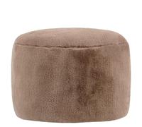 Icon Milano Tabouret, Lapin Fausse Fourrure, Pouf Rond, Pouf Repose Pieds avec Remplissage, Meuble Salon, Decoration Chambre, Brun Moka