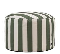Icon Milano Tabouret, Pouf Repose Pieds avec Remplissage, Rayure Vert | Fabriqué en Europe, Rond Pouf, Pouf Poire, Tissu Tissé Résistant, Tabouret Pouf pour Jardin et Exterieur